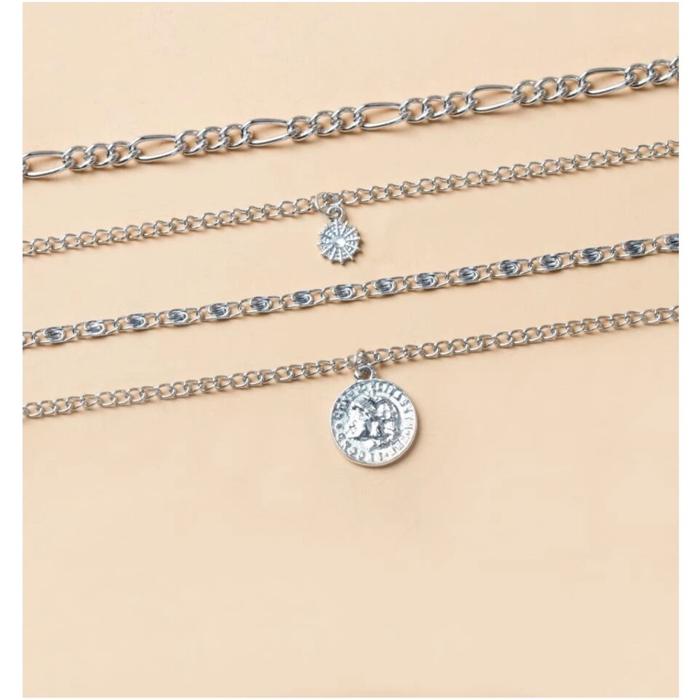 Boho Silver Tone Multilayer Necklace - Picture 2 of 3